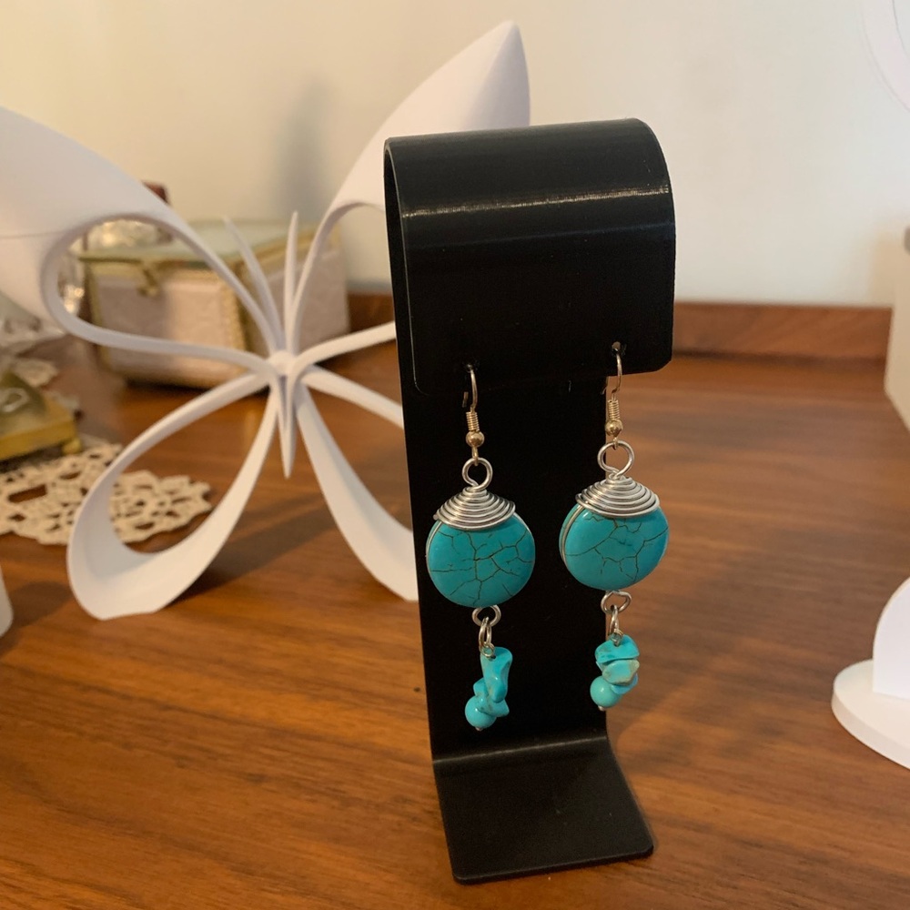 Turquoise Drop Dangle Earrings - handmade